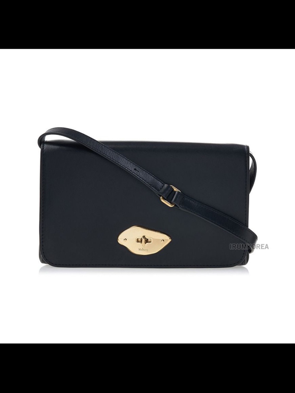 Mulberry Black Leather Crossbody Bag with Gold Hardware